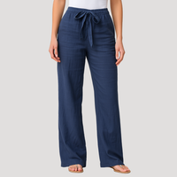 Halvene | Damen Weite Hose Tunnelzug Gummibund - Marineblau