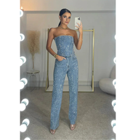 Hannah | Elegantes High Waist Zweiteiler-Set - Denim