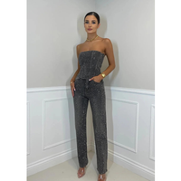 Hannah | Elegantes High Waist Zweiteiler-Set - Grau