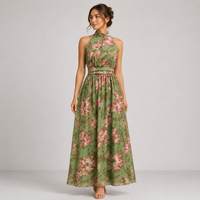Hanne | Florales Fließendes Maxikleid - Grün