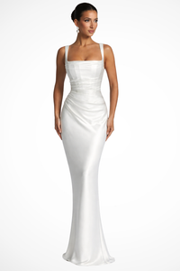 Helene | Damen Elegantes Maxi Abendkleid - Weiß