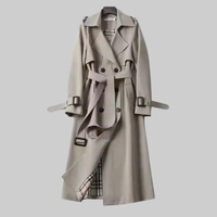 Helga | Langer Trenchcoat mit Gürtel - Grau