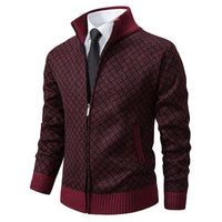 Hendrik | Herren stilvolle Strickjacke mit Zipper - Weinrot