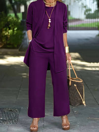 Henriette | Damen Dreiteiler Set mit Weiter Hose - Lila