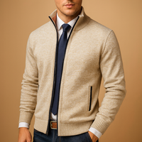 Frank | Herren Strick Reissverschluss Pullover - Beige