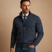 Frank | Herren Strick Reissverschluss Pullover - Blau