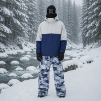Herren-Anorak-Jacke und Cargo-Hosen-Set - Blau