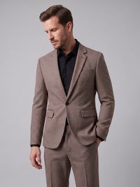 Herren-Anzugset mit Hahnentrittmuster - Khaki