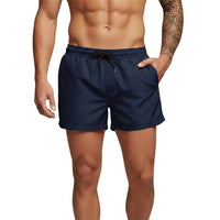 Herren Badeshorts mit elastischem Bund und Kordelzug - Marineblau