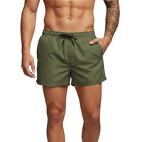 Herren Badeshorts mit elastischem Bund und Kordelzug - Olivegrün