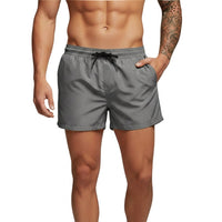 Herren Badeshorts mit elastischem Bund und Kordelzug - Grau