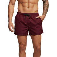 Herren Badeshorts mit elastischem Bund und Kordelzug - Burgunder