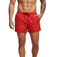 Herren Badeshorts mit elastischem Bund und Kordelzug - Rot
