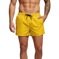 Herren Badeshorts mit elastischem Bund und Kordelzug - Gelb