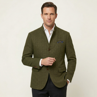 Herren-Blazer aus Fischgrät-Tweed - Olivgrün