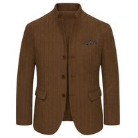 Herren-Blazer aus Fischgrät-Tweed - Kaffee