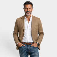 Herren-Blazer mit drei Knöpfen und fallendem Revers - Braun