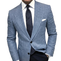 Herren-Blazer mit fallendem Revers und aufgesetzten Taschen - Blau