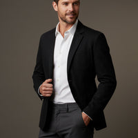 Herren-Blazer mit Knopfleiste und aufgesetzten Taschen - Schwarz