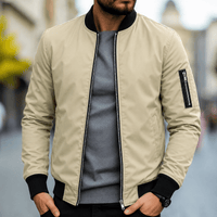 Herren-Bomberjacke mit Reißverschlusstasche am Ärmel - Khaki