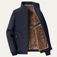 Herren-Bomberjacke mit Stehkragen und Fleece-Futter - Dunkelblau