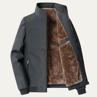 Herren-Bomberjacke mit Stehkragen und Fleece-Futter - Grau