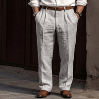 Herren-Bundfaltenhose mit Gürtelschlaufen - Grau