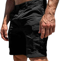 Herren Cargo Shorts mit Knopfverschluss und Seitentaschen - Schwarz