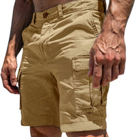 Herren Cargo Shorts mit Knopfverschluss und Seitentaschen - Khaki