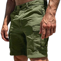 Herren Cargo Shorts mit Knopfverschluss und Seitentaschen - Grün
