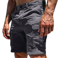 Herren Cargo Shorts mit Knopfverschluss und Seitentaschen - Grau
