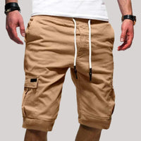 Herren Cargo Shorts mit Kordelzugbund und Mehreren Taschen - Khaki