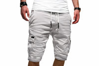 Herren Cargo Shorts mit Kordelzugbund und Mehreren Taschen - Weiß