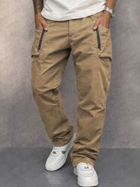 Herren-Cargohose mit Reißverschlusstaschen - Khaki