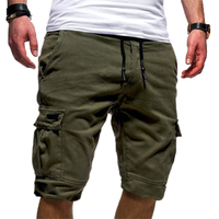 Herren Cargoshorts mit elastischem Bund und Kordelzug - Dunkelgrun