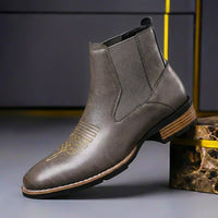 Herren-Chelsea-Boots mit bestickter Zehenpartie - Schiefergrau