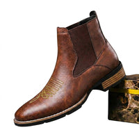 Herren-Chelsea-Boots mit bestickter Zehenpartie - Cognacbraun