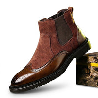 Herren-Chelsea-Boots mit Brogue-Details - Cognacbraun