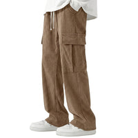 Herren Cord-Cargohose mit weitem Bein - Khaki