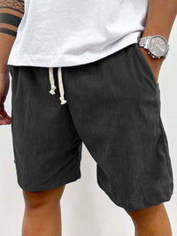 Herren Cord-Shorts mit Kordelzug - Schwarz
