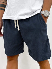 Herren Cord-Shorts mit Kordelzug - Marineblau