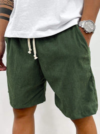 Herren Cord-Shorts mit Kordelzug - Dunkelgrün