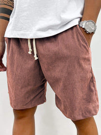 Herren Cord-Shorts mit Kordelzug - Rosa