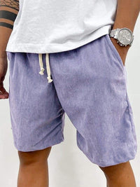 Herren Cord-Shorts mit Kordelzug - Lila