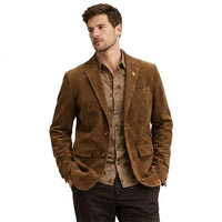 Herren-Cordblazer mit Knopfverschluss - Braun