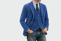 Herren Cordblazer- und Westen-Set - Marineblau