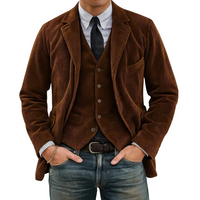 Herren Cordblazer- und Westen-Set - Hellbraun