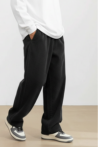 Herren Cordhose mit Elastischem Bund und Geradem Bein - Schwarz