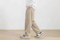 Herren Cordhose mit Elastischem Bund und Geradem Bein - Beige