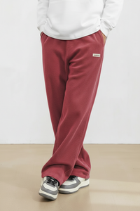 Herren Cordhose mit Elastischem Bund und Geradem Bein - Rot